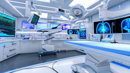 Advanced Surgical Operating Room with Modern Medical Equipment and Advanced Technology for Healthcare Professionals