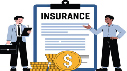 Insurance Business Vector Illustration Clipboard Financial Consultation Professional Design