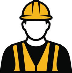 Construction Worker Icon Vector Illustration Safety Helmet Reflective Vest Design