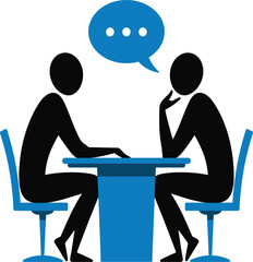 Business Discussion Vector Illustration Two People Table Conversation Icon