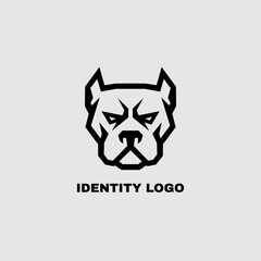 Fototapeta premium Stylized Elegant Pitbull Dog Head Logo Template. Pitbull Dog Logo Mascot Vector Illustration