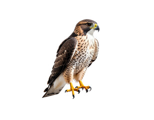 Fototapeta premium Accipiter hawk perched with sharp gaze and yellow talons