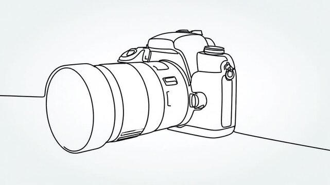 One continuous line drawing of a professional camera camera continuous one line drawing vector illustrator Continuous One Line Drawing Photography Icons Concept Single Line Vector Illustration 4K 10s