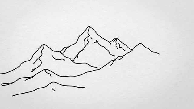 Mountains landscape view Continuous one line e continuous line drawing of mountain range landscape Mountains continuous one line drawing Mountain sign in simple linear  4K 10s