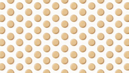 Rows of small round beige objects on white background
