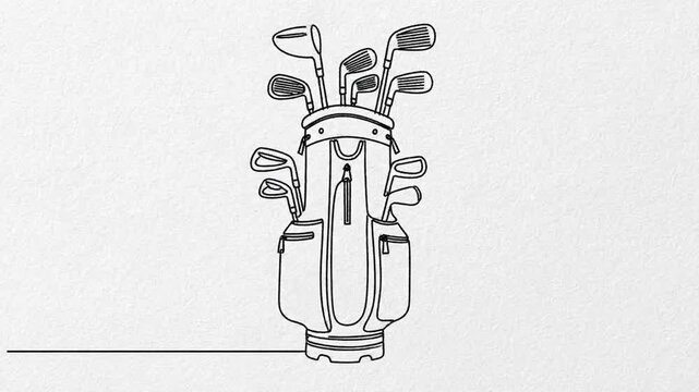 Golf bag continuous one line drawing Single line art illustration of golf equipment Editable vector Golf bag continuous line Continuous one line drawing golf bag Golf bag concept Single line 4K 10s