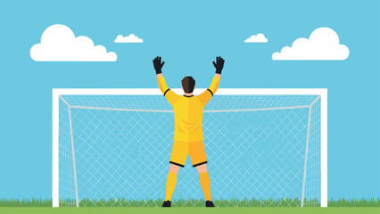 Goalkeeper ready to save a goal in a minimalist soccer scene