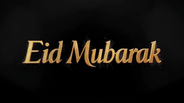 Glittery Gold Eid Mubarak Text with Sparkling Trail