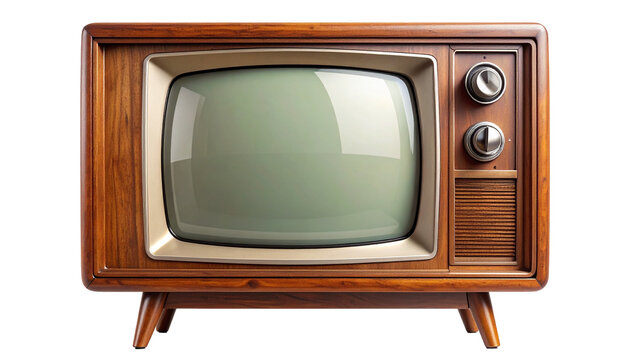 Vintage television with retro analog screen frame, old school design