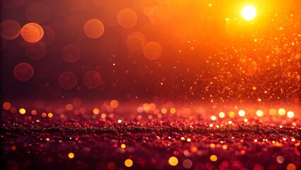 Vibrant orange background with sparkling lights and bokeh effect