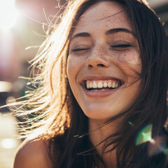 Smiling young woman ai generative