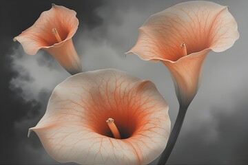 A beautiful macro closeup of a red and white tulip flower blooming in a spring garden shows the natural beauty of its petals and floral blossom against a nature background