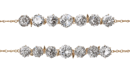 Elegant display of shimmering brilliant-cut diamonds, meticulously arranged in parallel golden settings, reflecting luxury and timeless sophistication for fine jewelry