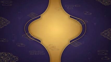 Abstract gold frame on dark blue background with ornamental elements