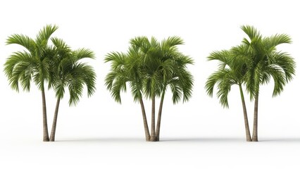 Fototapeta premium Palm Trees on White Background - Tropical Plants Illustration