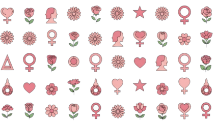 Feminine Gender Symbols Flower Icons Female Silhouettes Floral Design Collection_00x.png