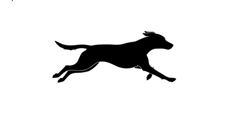 Running dog silhouette vector illustration isolated on white background for sport and pet designs
