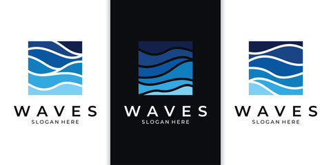 Abstract blue wave logo design