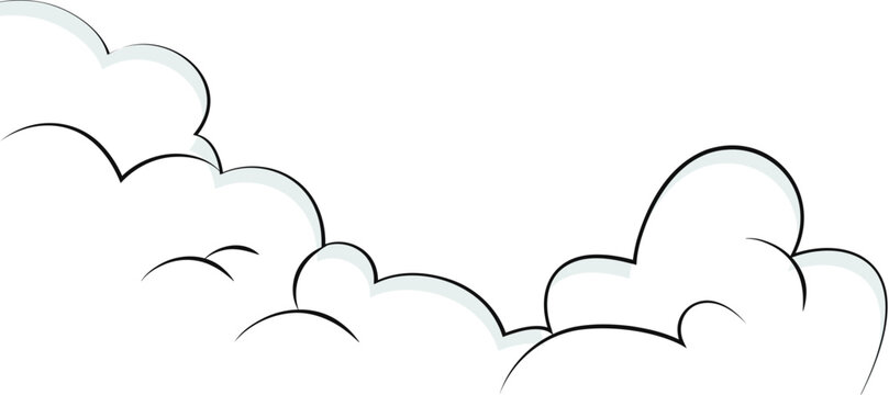 Stylized cartoon white cloud border