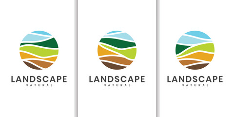 Abstract landscape nature logo with earth elements