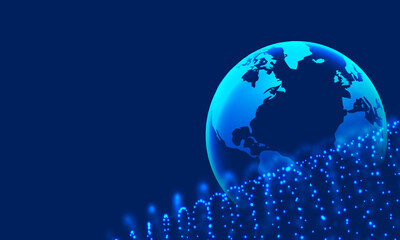 Blue Abstract Background with Earth Globe