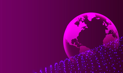 Blue Abstract Background with Earth Globe