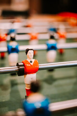 Close-up of Classic Table Football Game Player Figurine