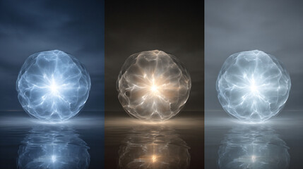 Abstract glowing orb with swirling patterns, softly illuminated against dark and light backgrounds, creating a mesmerizing, artistic, and visually dynamic effect
