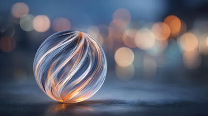 Abstract glowing orb with swirling patterns, softly illuminated against dark and light backgrounds, creating a mesmerizing, artistic, and visually dynamic effect