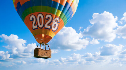 Hot Air Balloon with 2026 Symbolizing Hope and New Beginnings