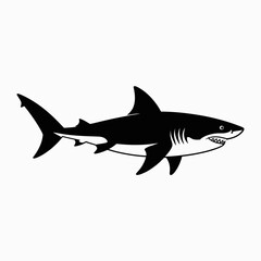 Obraz premium **Black Shark Silhouette Icon Vector PNG**shark silhouette, sharkicon, blackshark, greatwhite, predatorshark, oceanpredator, marinelife, fishsilhouette, sharkoutline, vectorshark, pngshark, svgicon,