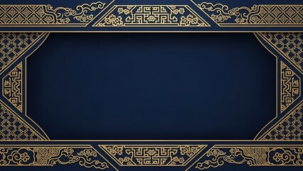 Elegant abstract decorative frame design with intricate golden patterns