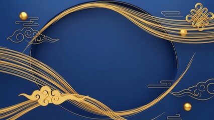 Elegant abstract design with gold elements on a navy blue background
