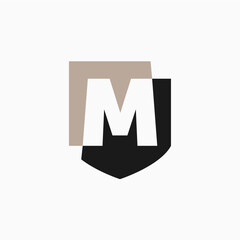 m letter shield protection security logo vector icon illustration