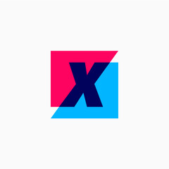 x letter mark square logo vector icon illustration