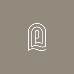 p niche door window water wave logo vector icon illustration