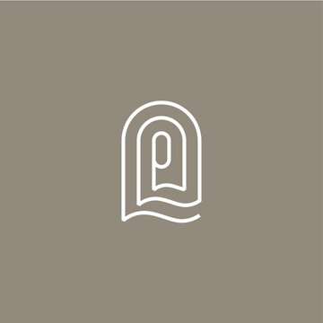 p niche door window water wave logo vector icon illustration
