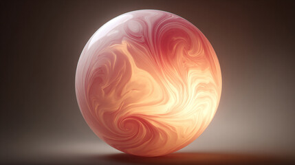 Abstract glowing orb with swirling patterns, softly illuminated against dark and light backgrounds, creating a mesmerizing, artistic, and visually dynamic effect