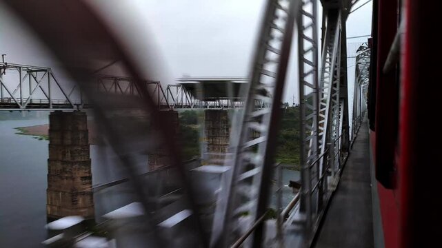 A train is crossing the river at high speed | sindh river near gwalior | 