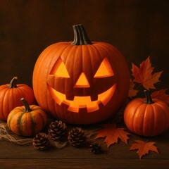 Fototapeta premium Glowing Jack O Lantern