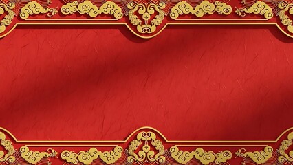 Elegant red and gold ornate frame design with blank copy space for background