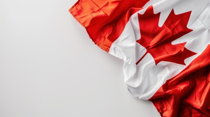 Canadian Flag with Red and White Colors Draped on a Neutral Background for Creative Designs and Celebrations