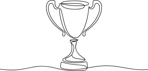 Continuous one line drawing award trophy cup. Single line drawing of trophies isolated.one line vector illustration with out background