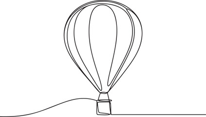 Fototapeta premium Hot Air Balloon in one continuous line drawing. One line poster. Outline hot air balloon.one line vector illustration with out background