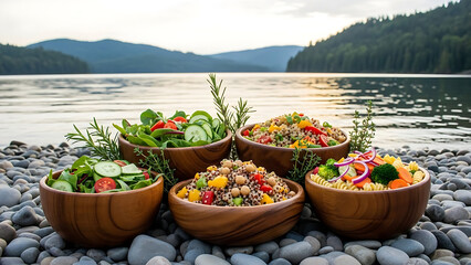 Fresh salads by the lakeside