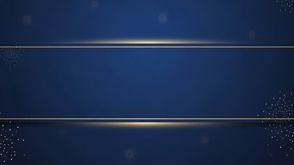 Elegant blue background with golden lines and shimmering particle effects