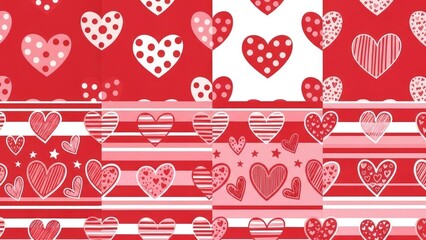 Red Pink Heart Pattern With White Stripes Cartoon Design Stock Photo.jpg