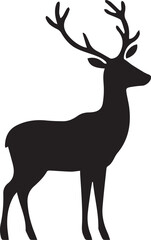 Fototapeta premium Black and white vector silhouette of a reindeer on white background