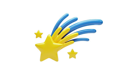 Obraz premium 3D Rendering of a Shooting Star with Yellow and Blue Elements