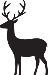 Obraz premium Black and white vector silhouette of a reindeer on white background